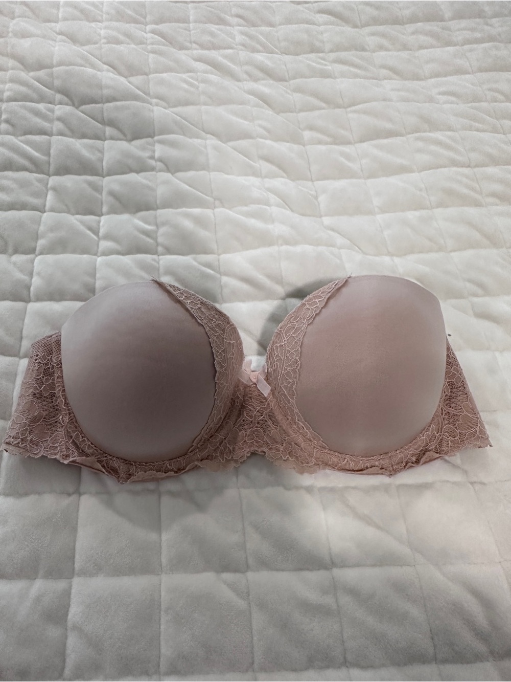 Strapless Lace-Trim Push-Up Bra - Nude